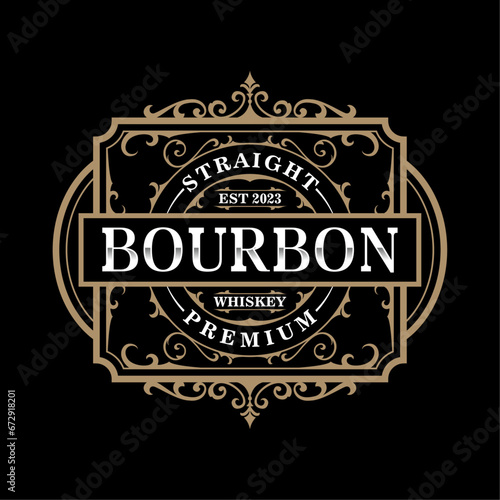 Vintage frame antique packaging label. Suitable for bourbon, vodka, scotch, wine, whiskey, beer, rum, distillery, etc.