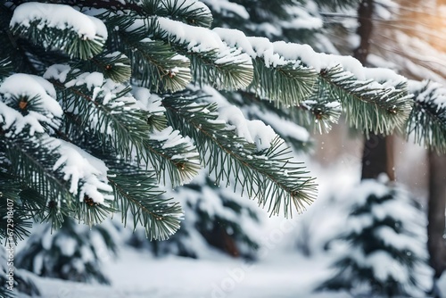 snow covered fir tree generated by AI technology 