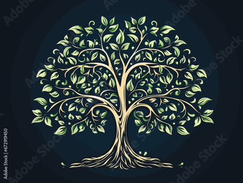 Drawing of A family tree with leaves logo icon. illustration separated, sweeping overdrawn lines.
