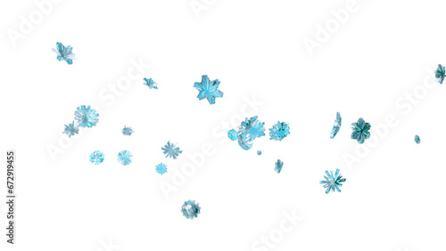 Turquoise Crystal Snowflake Particles in a Loose Band