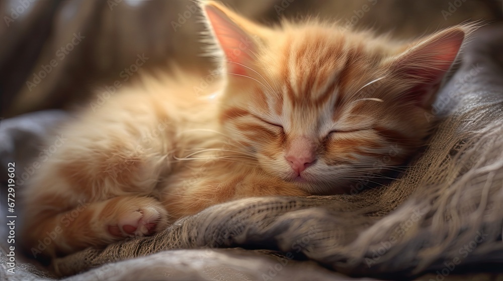 adorable sleeping kitten