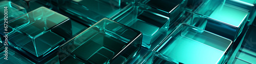 Turquoise glass cubes