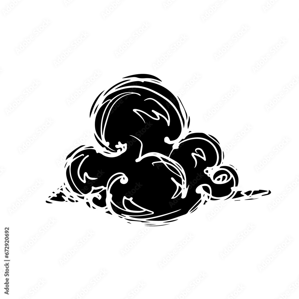 Silhouette, doodle clouds. Vector graphics. Silhouette, doodle clouds. Vector graphics.
