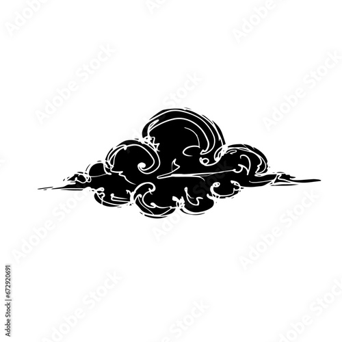 Silhouette, doodle clouds. Vector graphics.