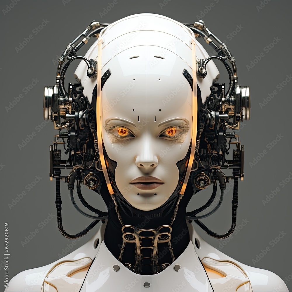 Female Cyber Robot with artificial intelligence. Female Cyber Robot with artificial intelligence.