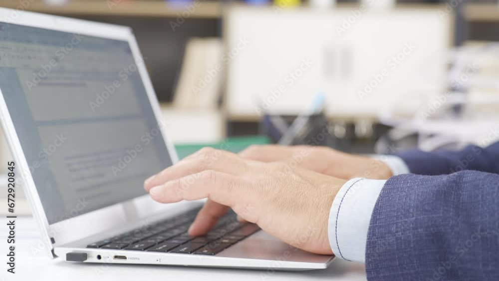 Businessman preparing presentation text. Businessman preparing presentation text.