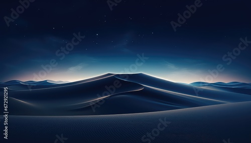 sand dunes desert, dark night, deep blue , epic scene 