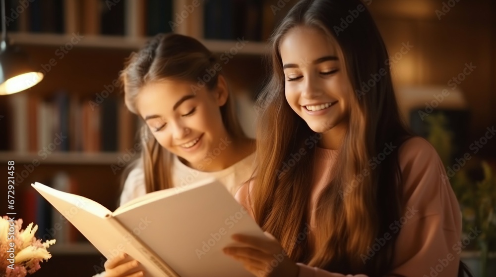 Peer Learning: Bright Teenager Assists Classmate with Exam Prep in College. Generative ai Peer Learning: Bright Teenager Assists Classmate with Exam Prep in College. Generative ai