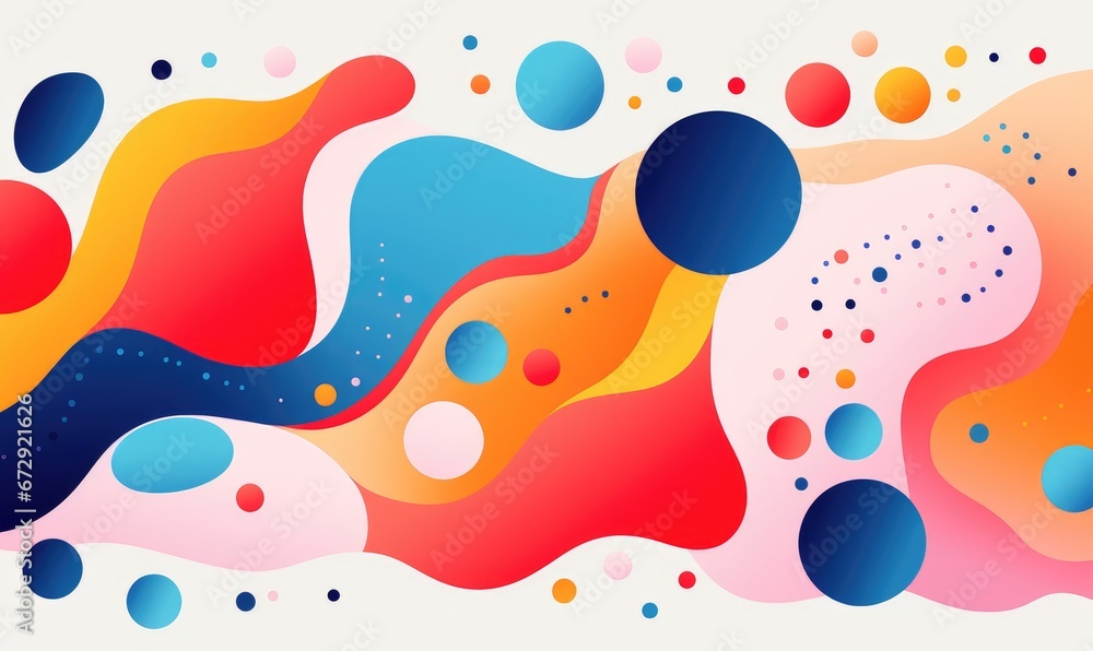 Colorful abstract background with dynamic shapes and dots. Vector illustration.