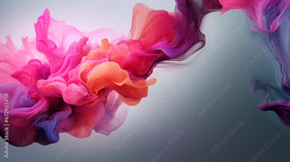 An abstract background of colored smoke on a white background