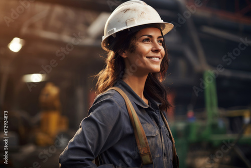 An inclusive female construction worker promoting diversity, skill, and professionalism in her job