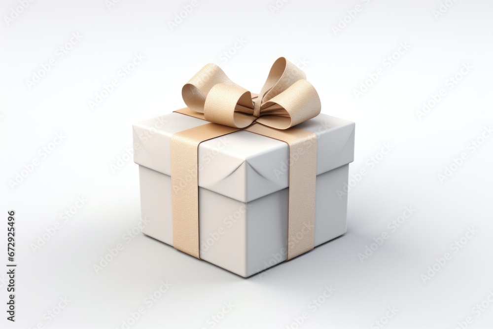 Obraz premium A white gift box with a gold bow.