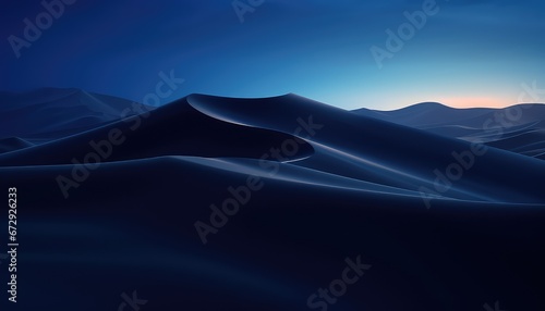 sand dunes desert, dark night, deep blue , epic scene  photo