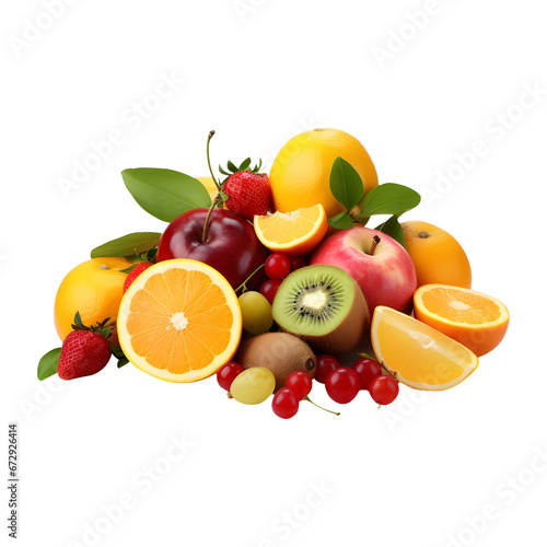 Fruits isolated on a transparent and white background