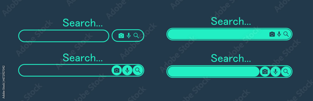 Search bar design element. Search bar for website and user interface, mobile apps. vector illustration. Search address and navigation bar icon. Collection of search form templates for websites - obrazy, fototapety, plakaty 
