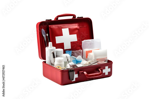 Open first aid box isolated on a transparent and white background