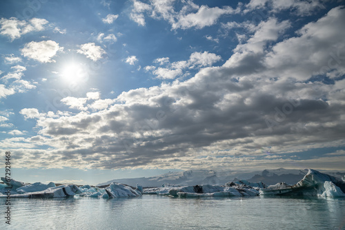 Floating icebergs on Jokulsarlon lake in Iceland