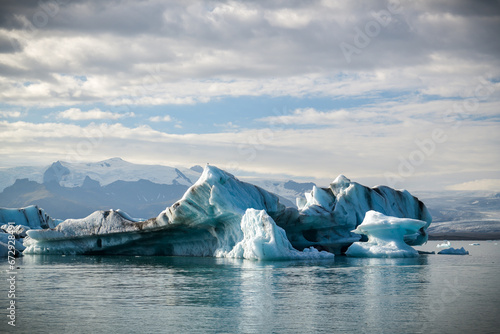 Floating iceberg originated from Vatnajokull glacier in Iceland