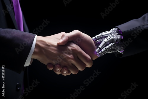 handshake between humans and artificial inteligence. When Intelligence Meets Humanity: The Unity of AI and Human Potential