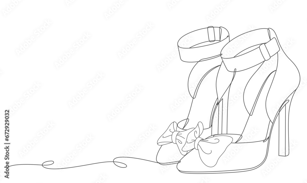 Fototapeta premium line art vector of high heels. continuous line drawing woman fashion illustration