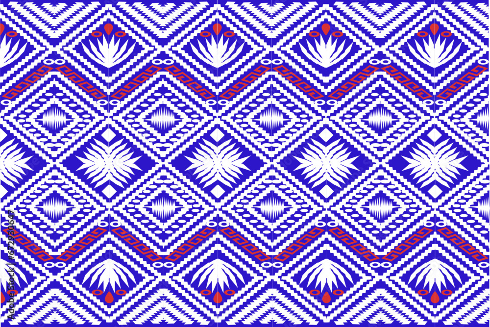 Beautiful abstract ikat art of kazuri in tribal, folk embroidery, oriental style. Aztec geometric art print Designed for carpets, wallpapers