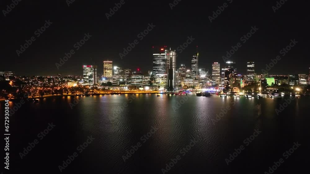 perth city skyline at night lit up 4k australia perth city skyline at night lit up 4k australia