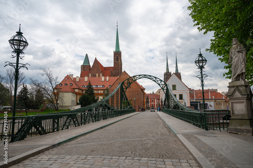 Tumski Bridge, Wroclaw. Pedestrian-only bridge connecting the Ostrów Tumski area with Wyspa Piaskowa island.
