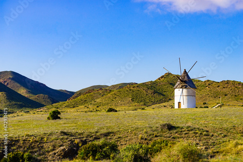 Spanish landscape with old wind mill