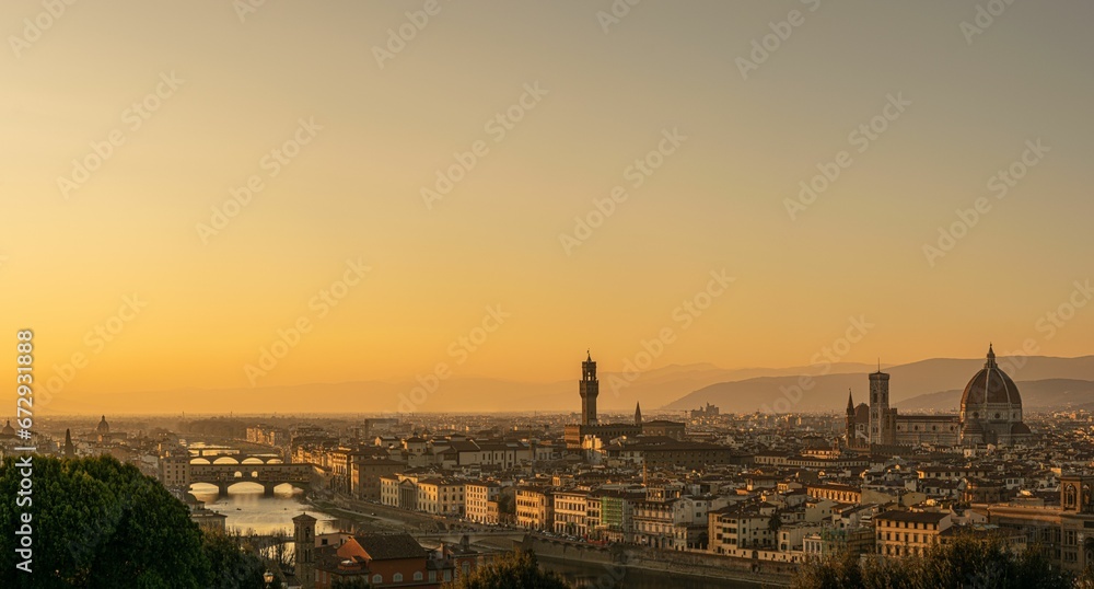 Skyline of Florence at sunset. Italy.