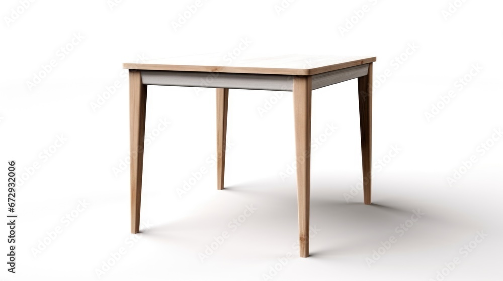 A table with a white top and wooden legs. A table with a white top and wooden legs.