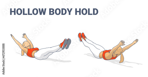 Hollow Hold Pose Girl Silhouettes Colorful Concept.