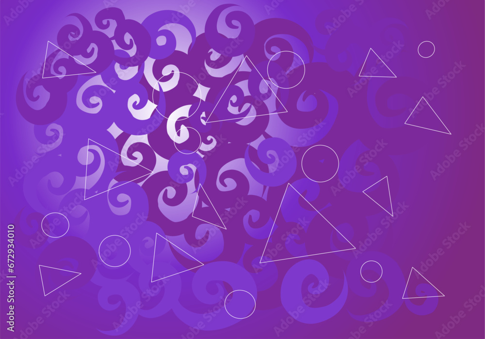 Vibrant purple backdrop with triangles and spirals. Vibrant purple backdrop with triangles and spirals.