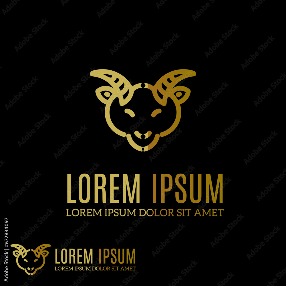 Vector gold goat logo perfect for business cards  on a black background