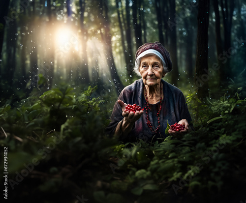 Obraz na płótnie old woman in the forest w salonie