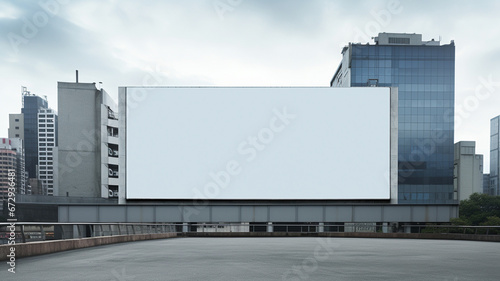 blank white road billboard with bangkok cityscape background © Daniel