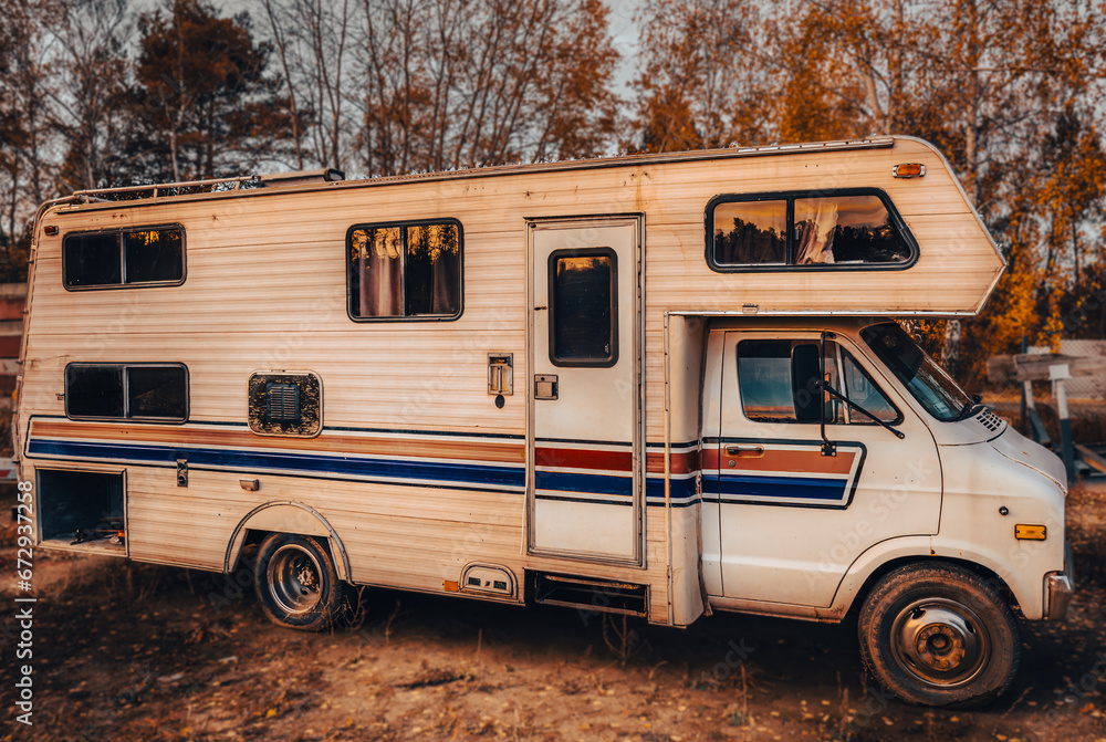 old caravan in the middle of nowhere