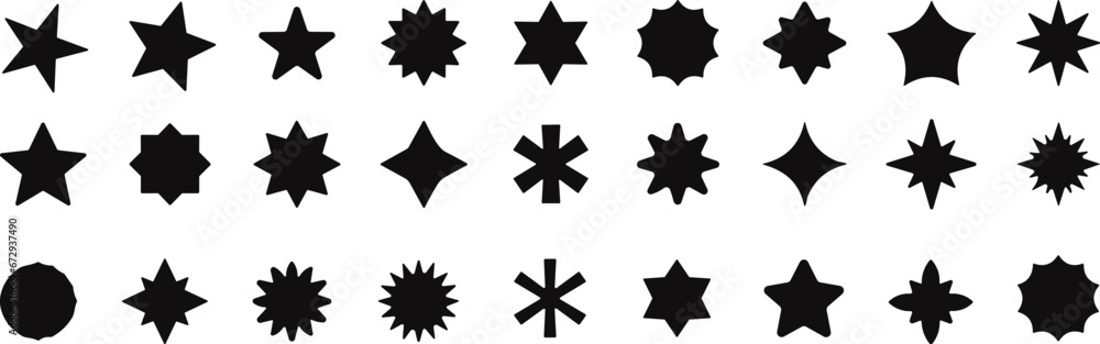 Stars collection. Star vector icons. Black set of Stars, isolated on transparent background. Star icon. Stars in modern simple flat style. Vector