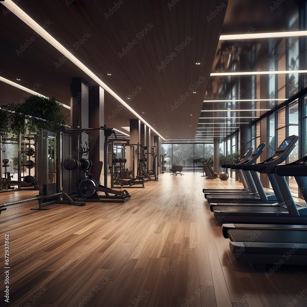 fitness center interior. - Generative AI