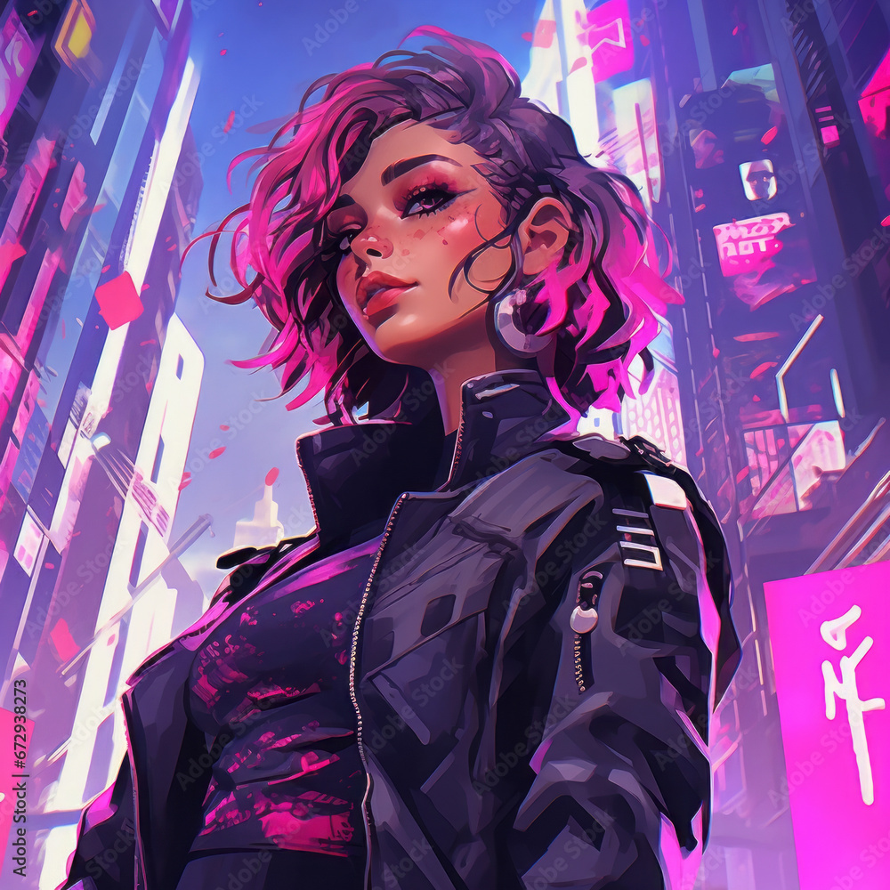 Punk Style Influencer in Neon City Punk Style Influencer in Neon City