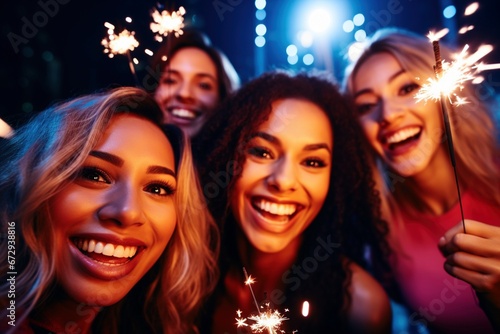 Dancing into the New Year: In a Night Club Alive with Energy, Friends Celebrate Silvester with Sparklers, Laughter, and a Vibrant Display of Fireworks