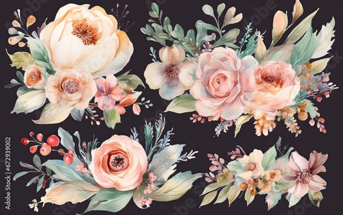 illustration of flowers and leaves