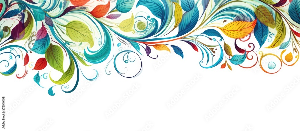 Hand drawn floral motifs doodles waves spirals and leaves in a vertical arrangement with open area for text Hand drawn floral motifs doodles waves spirals and leaves in a vertical arrangement with open area for text