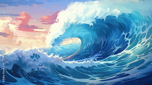 Water Wave Cartoon Wallpaper
