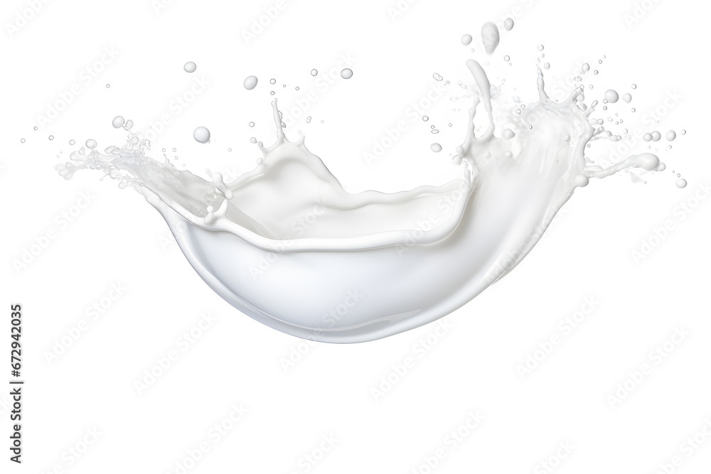 White Juice Wavy Splash Isolated on White Background. Generative AI White Juice Wavy Splash Isolated on White Background. Generative AI