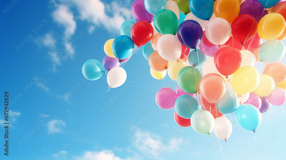 colourful Balloons flying in the blue sky