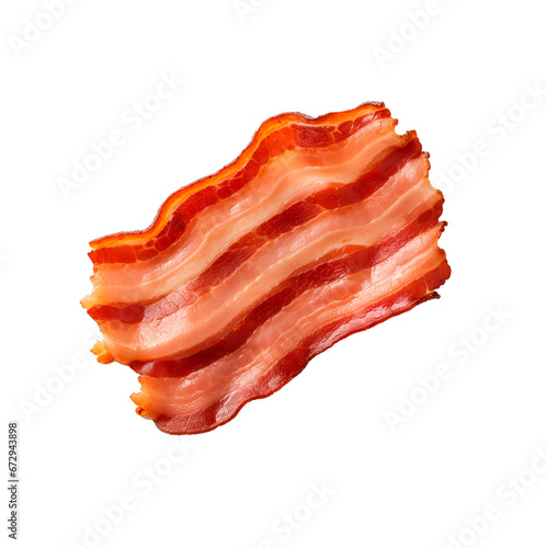 Bacon with isolated bottom, offering a detailed view of perfectly fried and irresistible strips. Transparent background