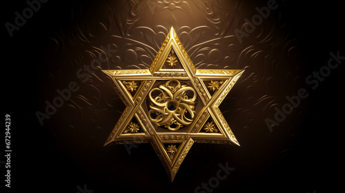 A gold star of david on a dark background