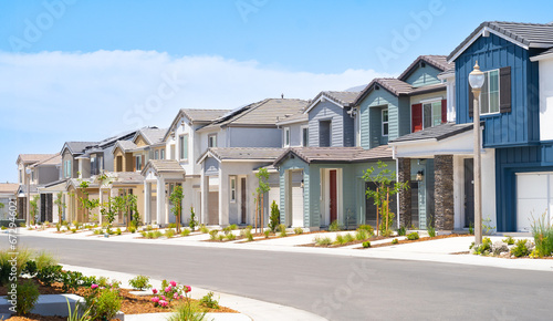 High Density single family homes on a sunny day. California homes