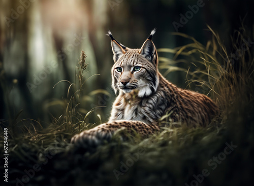 Obraz na płótnie lynx in the woods w salonie