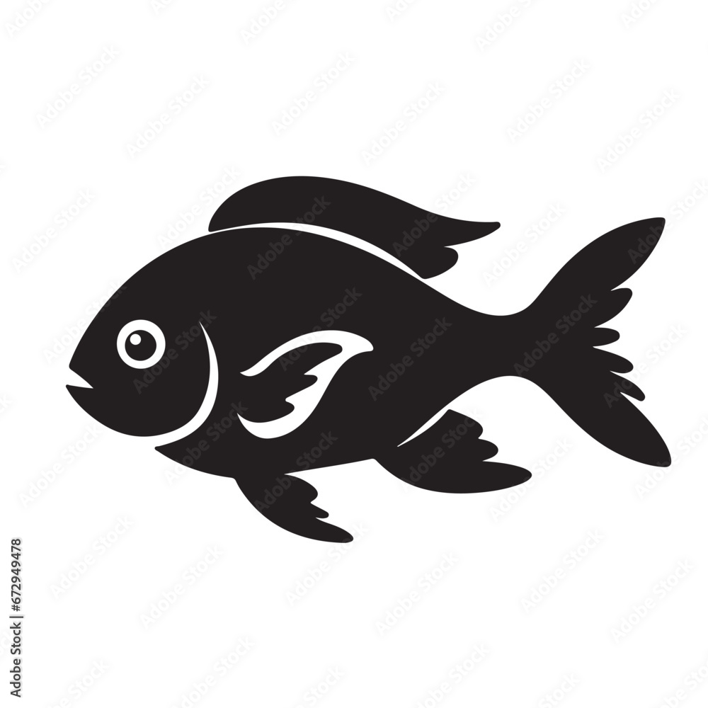 Fototapeta premium A fish black Silhouette vactor. 